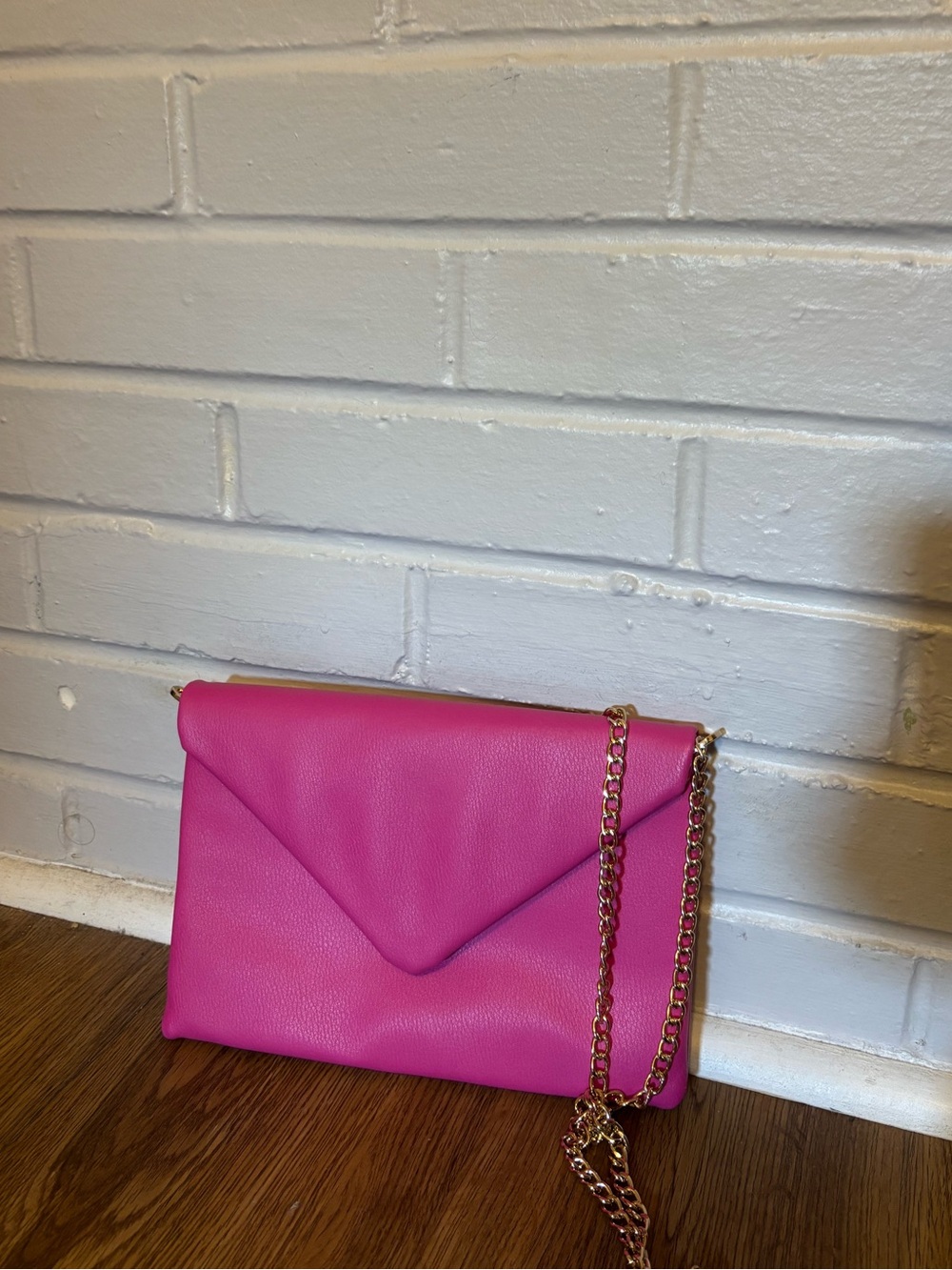 a new day Hot Pink Envelope Clutch with Gold Chain Strap
